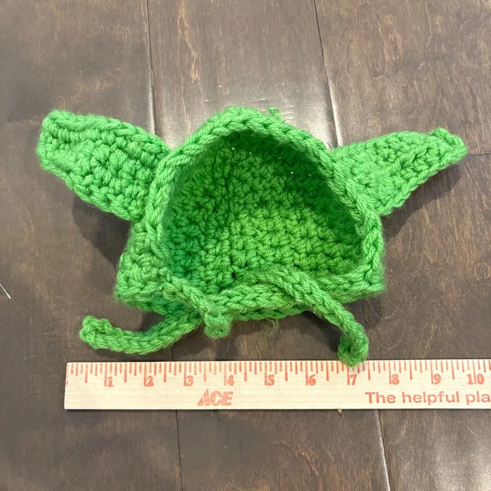 Handmade Crochet Yoda Pet Hat Green Dog Cat Costume Star Wars Inspired